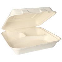 Menüboxen, Zuckerrohr 3-geteilt 8 cm x 24 cm x 24 cm weiss