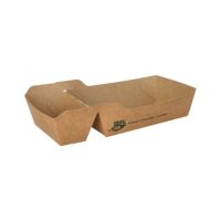 Pommes-Frites-Trays, Pappe "pure" 2-geteilt 3,5 cm x 7 cm x 12 cm braun "100% Fair" mittel