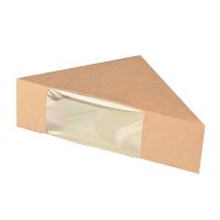 Sandwichboxen, Pappe mit Sichtfenster aus PLA 12,3 cm x 12,3 cm x 5,2 cm braun