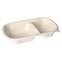 Schalen, Zuckerrohr "pure" 2-geteilt 750 ml 4,4 cm x 13,4 cm x 22,9 cm weiss