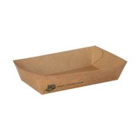 Snacktrays, Pappe "pure" 3,5 cm x 8,5 cm x 15,5 cm braun "100% Fair" groß