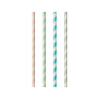 Trinkhalme, Papier Ø 6 mm · 20 cm farbig sortiert "Stripes"