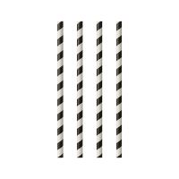 Trinkhalme, Papier Ø 6 mm · 20 cm schwarz/weiss "Stripes"