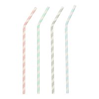 Trinkhalme, Papier Ø 6 mm · 22 cm farbig sortiert "Stripes" flexibel