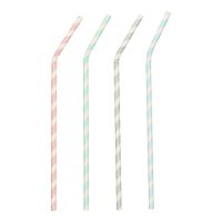 Trinkhalme, Papier Ø 6 mm · 22 cm farbig sortiert "Stripes" flexibel