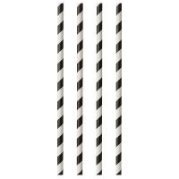 Trinkhalme, Papier Ø 6 mm · 29 cm schwarz/weiss "Stripes"