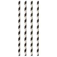 Trinkhalme, Papier Ø 6 mm · 29 cm schwarz/weiss "Stripes"