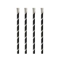 Trinkhalme mit Löffel, Papier Ø 8 mm · 20 cm schwarz/weiss "Stripes"