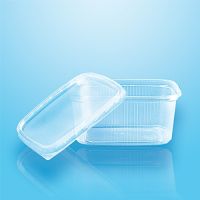 Verpackungsbecher mit Deckel, PP eckig 250 ml 5,1 cm x 8,69 cm x 11,4 cm transparent