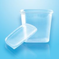 Verpackungsbecher mit Deckel, PP eckig 500 ml 10,1 cm x 8,9 cm x 11,4 cm transparent