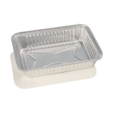 Schalen, Alu + Einlegedeckel, PE-beschichtet eckig 0,8 l 4 cm x 15 cm x 21,4 cm