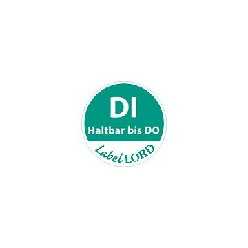 "LabelLord" Etiketten Ø 19 mm grün "Aqualabel" DI haltbar bis DO, abwaschbar