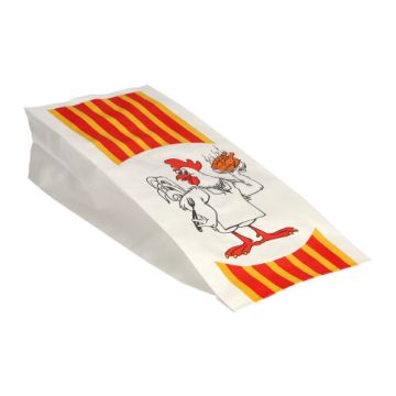 Hähnchenbeutel, Papier mit HDPE-Einlage 24 cm x 10,5 cm x 5,5 cm "Max & Moritz" 1/2