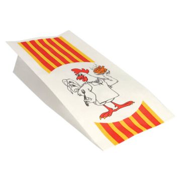 Hähnchenbeutel, Papier mit HDPE-Einlage 28 cm x 13 cm x 8 cm "Max & Moritz" 1/1