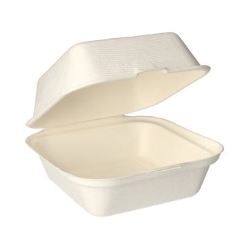 Hamburger-Boxen Zuckerrohr 8 cm x 14 cm x 15 cm weiss