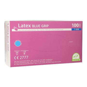 "Medi-Inn PS" Handschuhe, Latex puderfrei blau "Blue Grip" Größe M