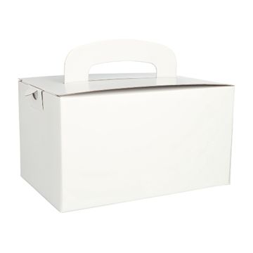 Lunch-Boxen, Pappe eckig 12,5 cm x 15,5 cm x 22,5 cm weiss mit Tragegriff
