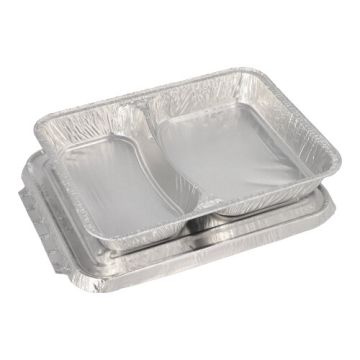 Menüschalen + Deckel, Alu 2-geteilt 830 ml 3 cm x 17,7 cm x 22,5 cm