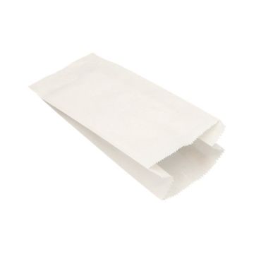 Papierfaltenbeutel, Cellulose, gefädelt 28 cm x 13 cm x 7 cm weiss Füllinhalt 1,5 kg