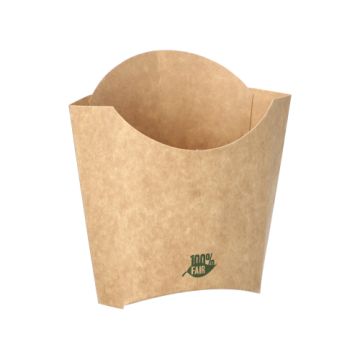 Pommes-Frites-Schütte, Pappe "pure" 13,9 cm x 13,4 cm x 4,2 cm braun "100% Fair" klein