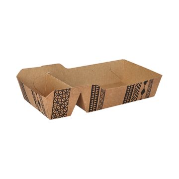 Pommes-Frites-Trays, Pappe 2-geteilt 3,5 cm x 8,5 cm x 16,2 cm braun "Maori" extra groß