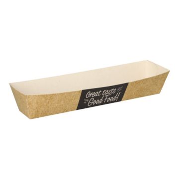 Snacktrays, Pappe "pure" 3,5 cm x 3,3 cm x 18,5 cm "Good Food"