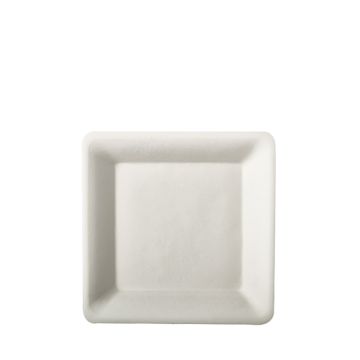 Teller, Zuckerrohr eckig 15,5 cm x 15,5 cm weiss
