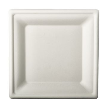 Teller, Zuckerrohr eckig 20 cm x 20 cm weiss