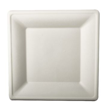 Teller, Zuckerrohr eckig 26 cm x 26 cm weiss