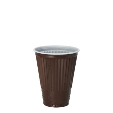 Thermo-Automatenbecher, PS 0,15 l Ø 7,03 cm · 8,73 cm braun/weiss