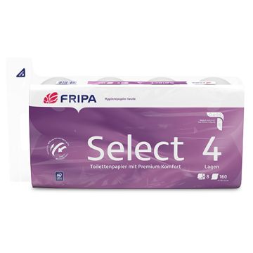 Toilettenpapier, 4-lagiges Tissue Ø 12 cm · 14 cm x 10 cm hochweiss "Select" 160 Blatt